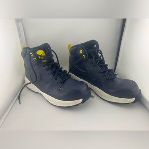 Nike Dark Blue and Yellow Manoa High-Top Sneakers Size 5.5Y